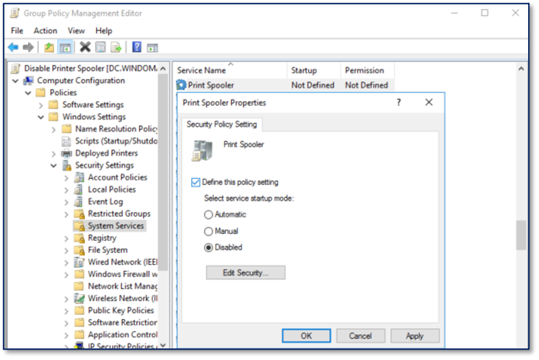 Warning The Print Spooler service is responsible for handling print